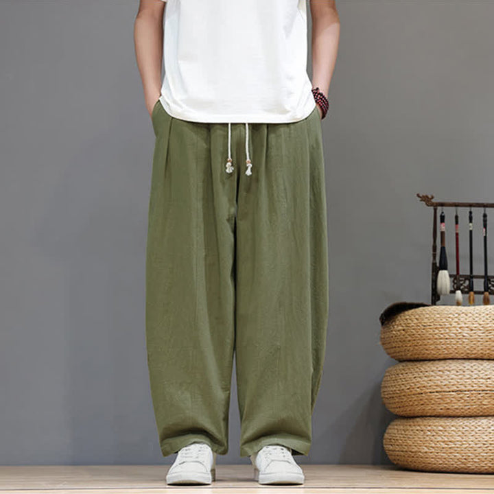 Buddha Stones Lässige, minimalistische Herren-Ankle-Hose mit Kordelzug, geradem Bein und Tasche für Frühling und Sommer - image 3