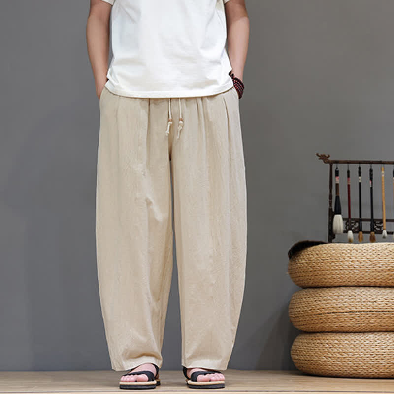 Buddha Stones Lässige, minimalistische Herren-Ankle-Hose mit Kordelzug, geradem Bein und Tasche für Frühling und Sommer - image 19