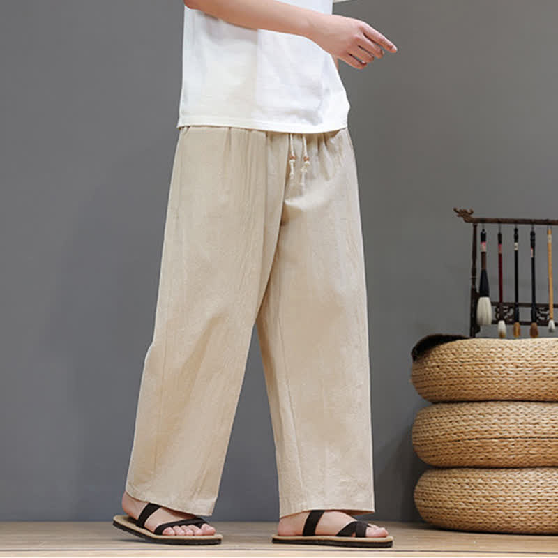 Buddha Stones Lässige, minimalistische Herren-Ankle-Hose mit Kordelzug, geradem Bein und Tasche für Frühling und Sommer - image 20