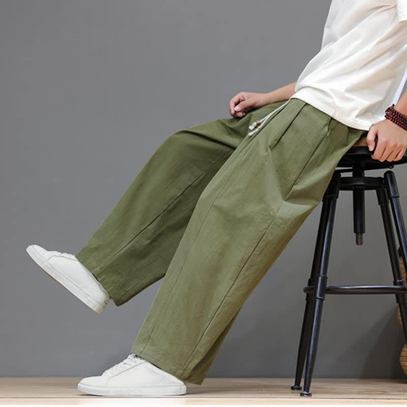 Buddha Stones Lässige, minimalistische Herren-Ankle-Hose mit Kordelzug, geradem Bein und Tasche für Frühling und Sommer - image 7