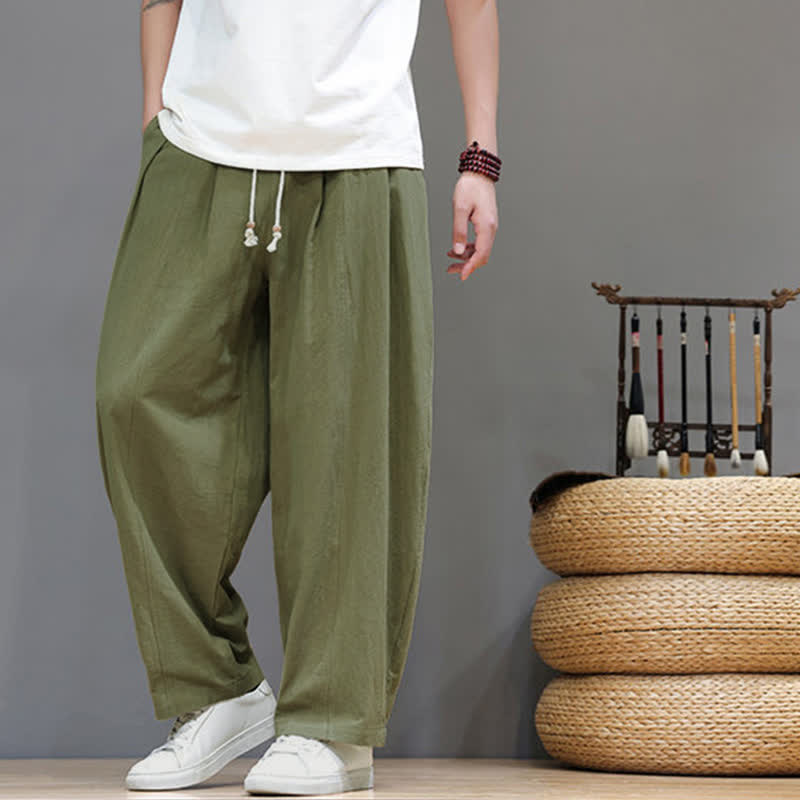 Buddha Stones Lässige, minimalistische Herren-Ankle-Hose mit Kordelzug, geradem Bein und Tasche für Frühling und Sommer - image 2