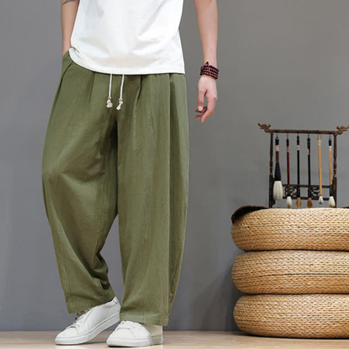 Buddha Stones Lässige, minimalistische Herren-Ankle-Hose mit Kordelzug, geradem Bein und Tasche für Frühling und Sommer - image 2