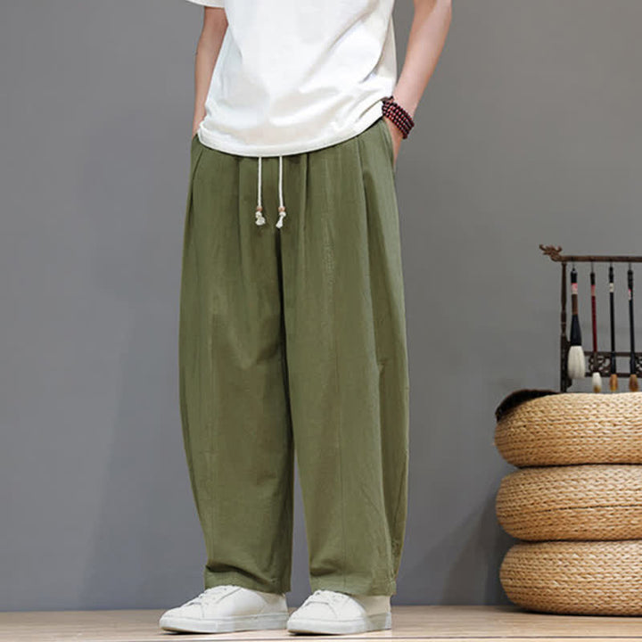 Buddha Stones Lässige, minimalistische Herren-Ankle-Hose mit Kordelzug, geradem Bein und Tasche für Frühling und Sommer - image 1