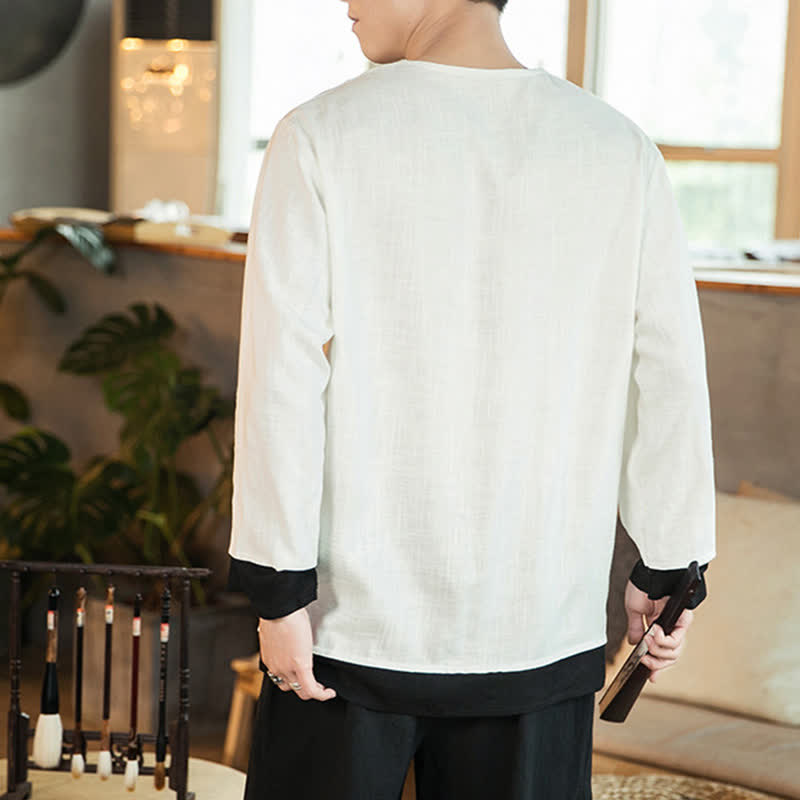 Buddha Stones Lässiges, minimalistisches Langarm-T-Shirt für Herren mit Seitenschlitz, einfarbig, für Frühling und Herbst - image 11