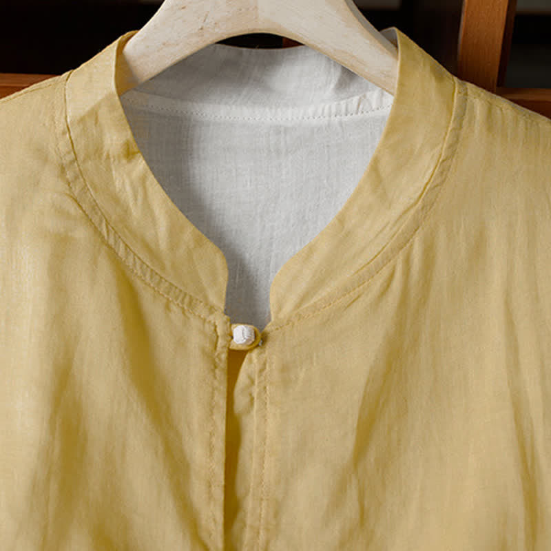 Buddha Stones Lässiges Langarmshirt mit Rundhalsausschnitt, Wende-Design und Tasche im Tang-Stil für Damen – ideal für Frühling und Herbst. - image 3