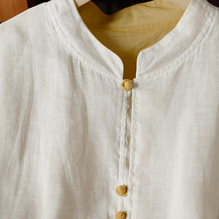 Buddha Stones Lässiges Langarmshirt mit Rundhalsausschnitt, Wende-Design und Tasche im Tang-Stil für Damen – ideal für Frühling und Herbst. - image 8