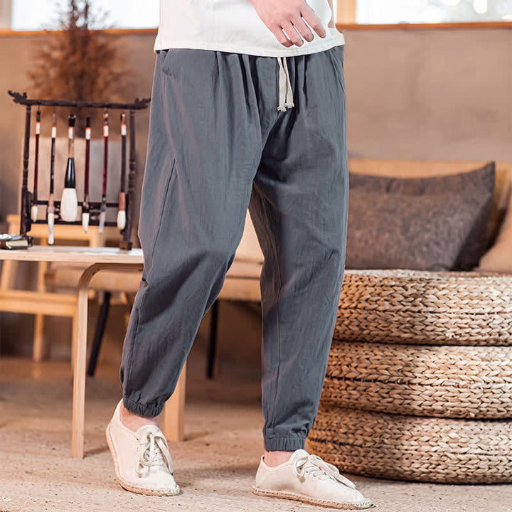 Buddha Stones Lässige, minimalistische Herren-Cropped-Hose mit Kordelzug und Tasche für Frühling und Sommer - image 12
