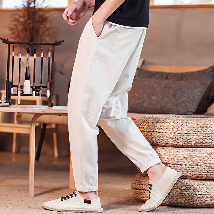 Buddha Stones Lässige, minimalistische Herren-Cropped-Hose mit Kordelzug und Tasche für Frühling und Sommer - image 34