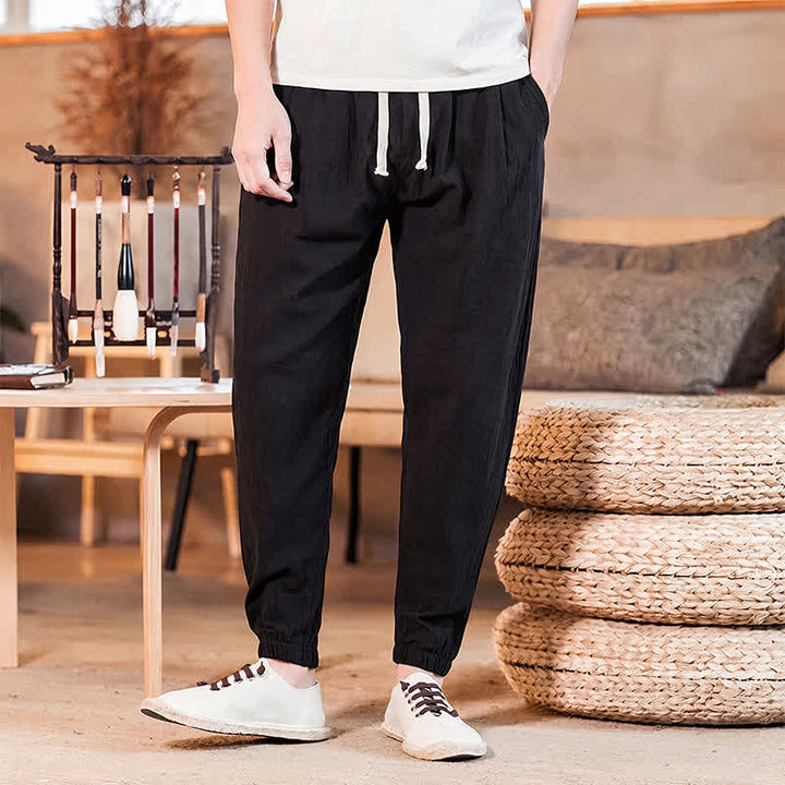 Buddha Stones Lässige, minimalistische Herren-Cropped-Hose mit Kordelzug und Tasche für Frühling und Sommer - image 27