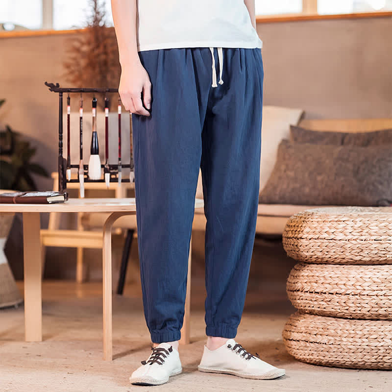 Buddha Stones Lässige, minimalistische Herren-Cropped-Hose mit Kordelzug und Tasche für Frühling und Sommer - image 1