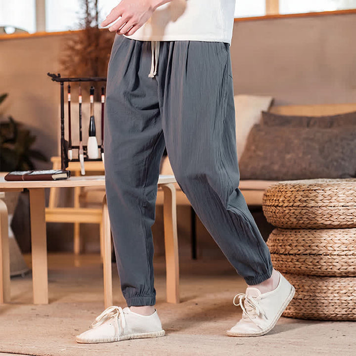 Buddha Stones Lässige, minimalistische Herren-Cropped-Hose mit Kordelzug und Tasche für Frühling und Sommer - Grau - US/UK/AU46, EU56 (5XL) - image 8