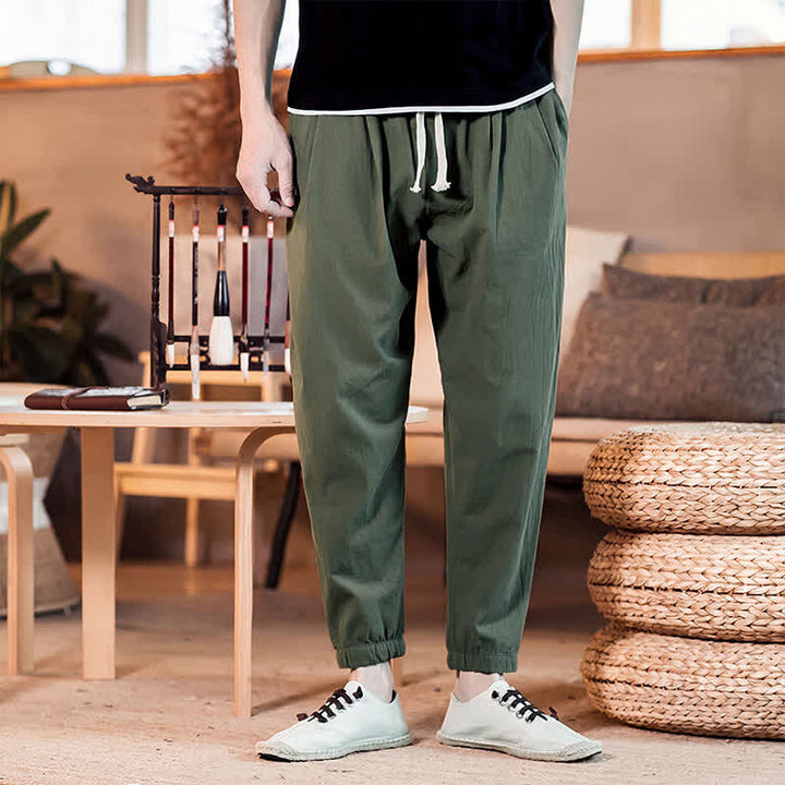 Buddha Stones Lässige, minimalistische Herren-Cropped-Hose mit Kordelzug und Tasche für Frühling und Sommer - image 39