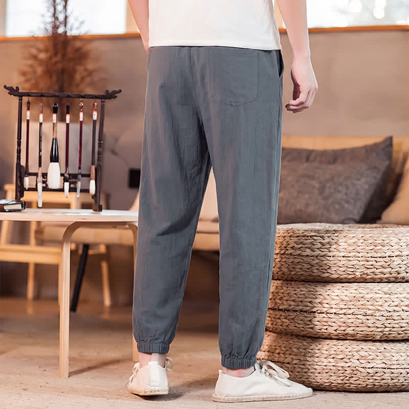 Buddha Stones Lässige, minimalistische Herren-Cropped-Hose mit Kordelzug und Tasche für Frühling und Sommer - image 10