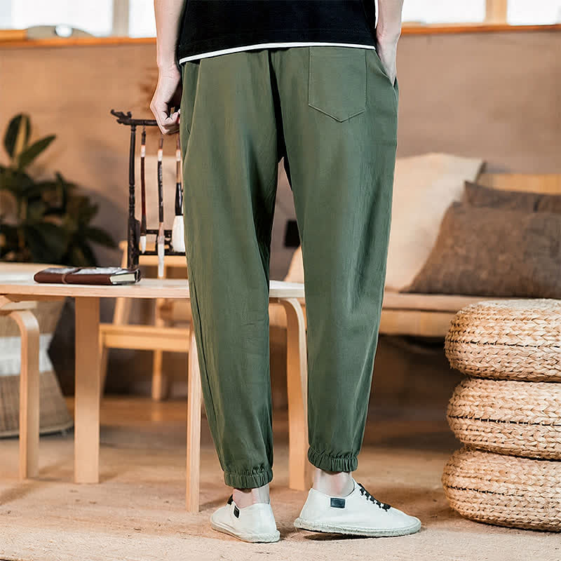 Buddha Stones Lässige, minimalistische Herren-Cropped-Hose mit Kordelzug und Tasche für Frühling und Sommer - image 38