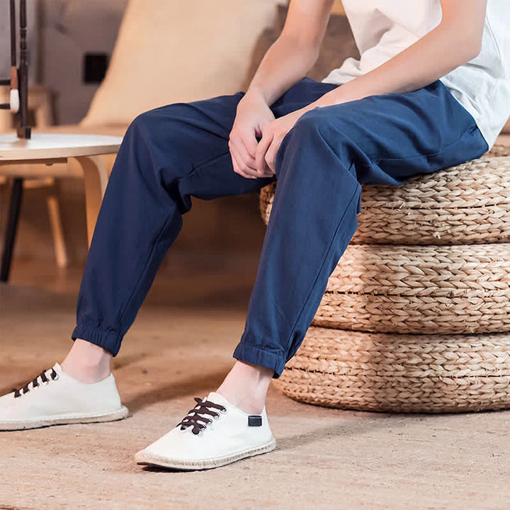 Buddha Stones Lässige, minimalistische Herren-Cropped-Hose mit Kordelzug und Tasche für Frühling und Sommer - image 7