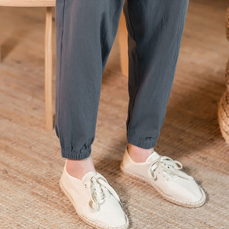 Buddha Stones Lässige, minimalistische Herren-Cropped-Hose mit Kordelzug und Tasche für Frühling und Sommer - image 13