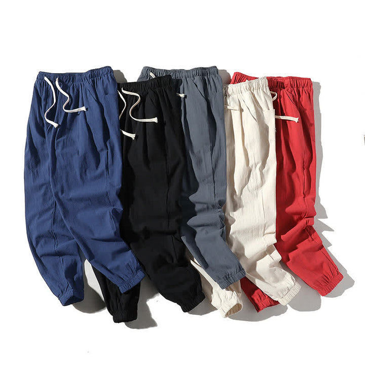 Buddha Stones Lässige, minimalistische Herren-Cropped-Hose mit Kordelzug und Tasche für Frühling und Sommer - image 49