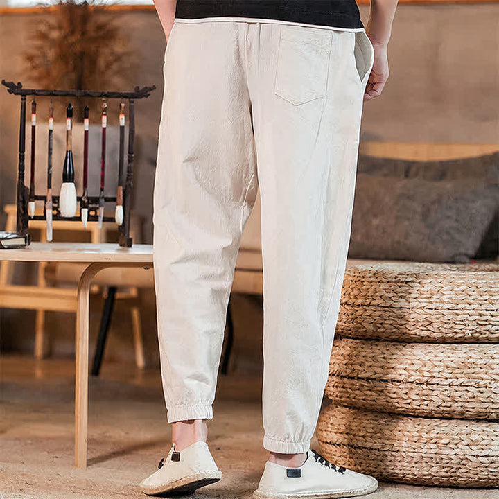 Buddha Stones Lässige, minimalistische Herren-Cropped-Hose mit Kordelzug und Tasche für Frühling und Sommer - image 31