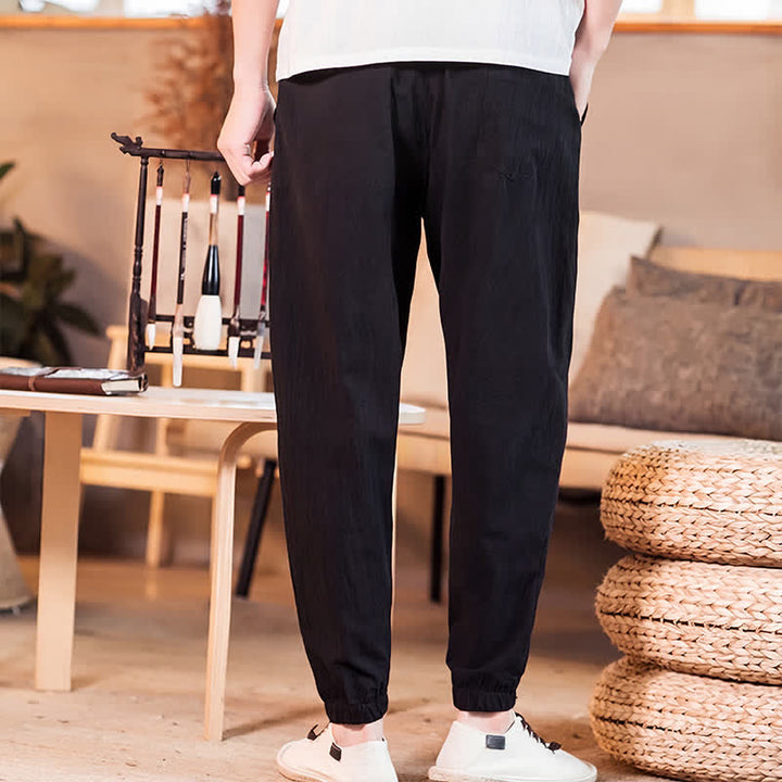 Buddha Stones Lässige, minimalistische Herren-Cropped-Hose mit Kordelzug und Tasche für Frühling und Sommer - image 23