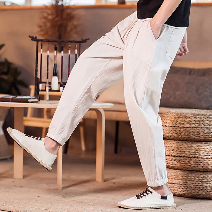 Buddha Stones Lässige, minimalistische Herren-Cropped-Hose mit Kordelzug und Tasche für Frühling und Sommer - image 33