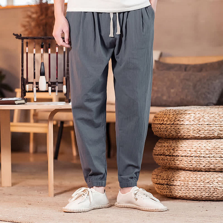 Buddha Stones Lässige, minimalistische Herren-Cropped-Hose mit Kordelzug und Tasche für Frühling und Sommer - image 9