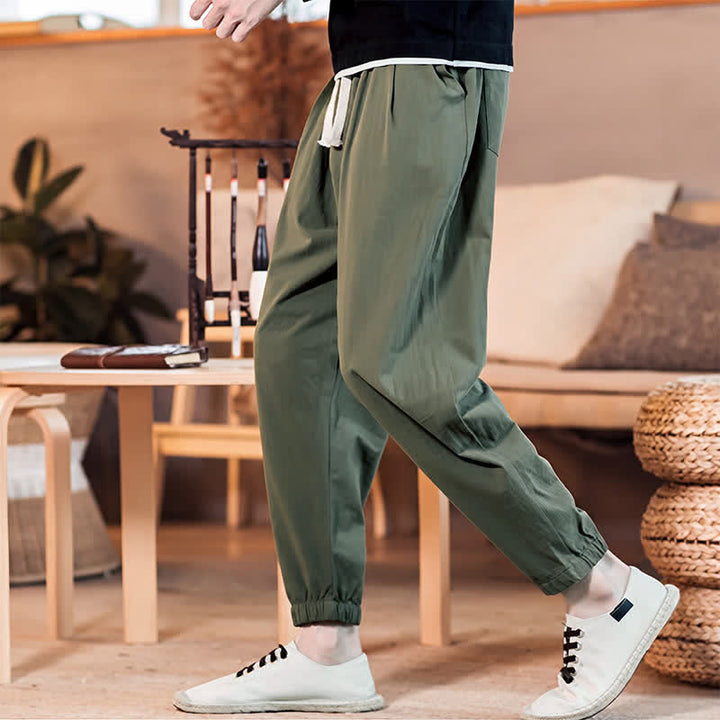 Buddha Stones Lässige, minimalistische Herren-Cropped-Hose mit Kordelzug und Tasche für Frühling und Sommer - image 40