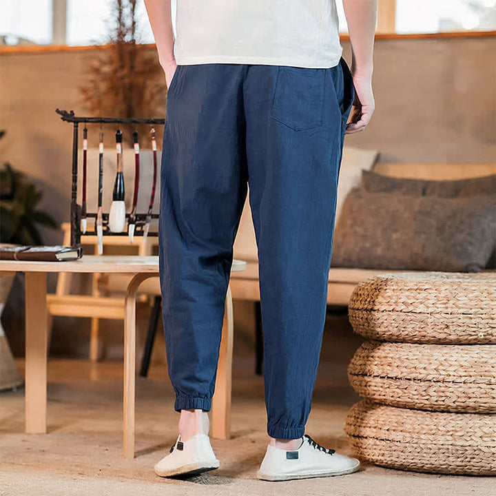 Buddha Stones Lässige, minimalistische Herren-Cropped-Hose mit Kordelzug und Tasche für Frühling und Sommer - image 2