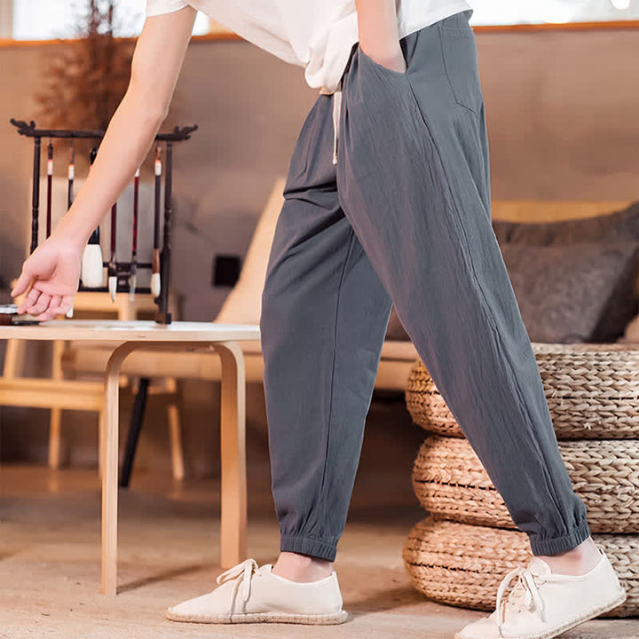Buddha Stones Lässige, minimalistische Herren-Cropped-Hose mit Kordelzug und Tasche für Frühling und Sommer - image 19