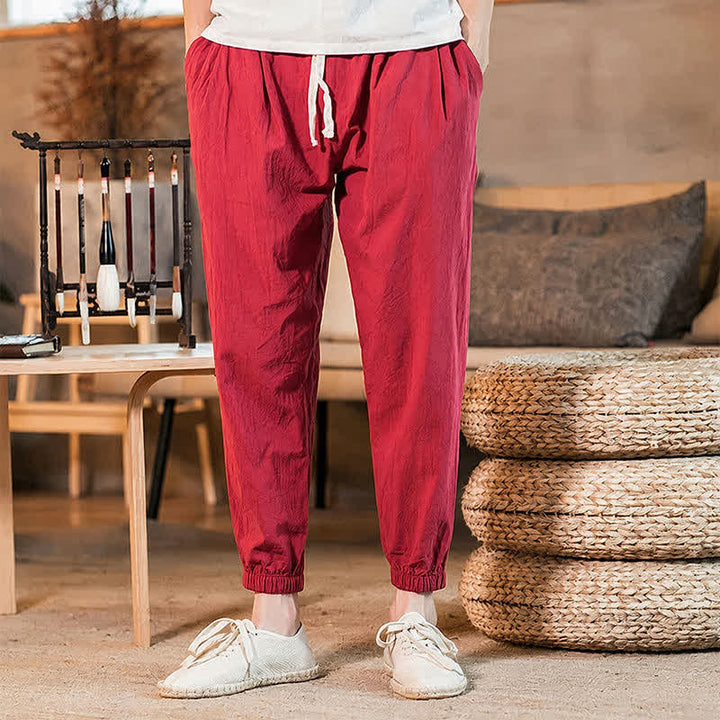 Buddha Stones Lässige, minimalistische Herren-Cropped-Hose mit Kordelzug und Tasche für Frühling und Sommer - image 47