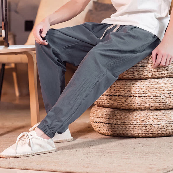 Buddha Stones Lässige, minimalistische Herren-Cropped-Hose mit Kordelzug und Tasche für Frühling und Sommer - image 20