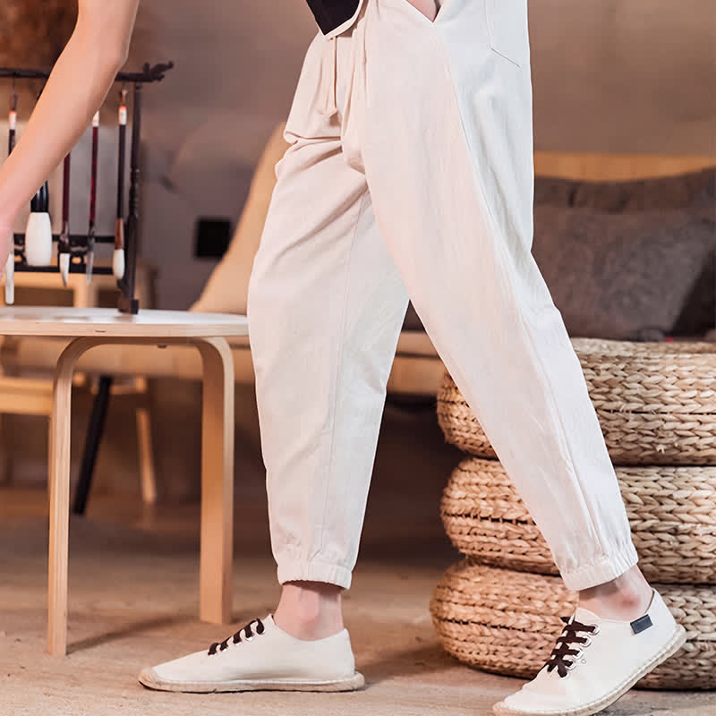 Buddha Stones Lässige, minimalistische Herren-Cropped-Hose mit Kordelzug und Tasche für Frühling und Sommer - image 32