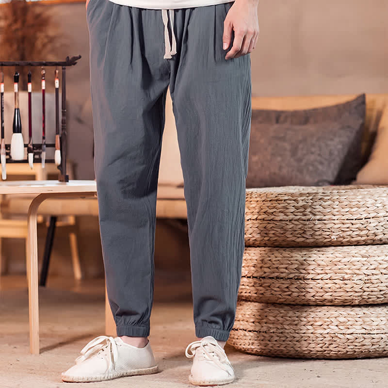 Buddha Stones Lässige, minimalistische Herren-Cropped-Hose mit Kordelzug und Tasche für Frühling und Sommer - image 18