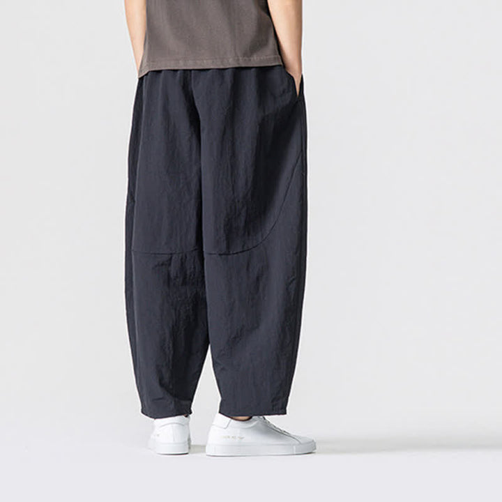 Buddha Stones Lässige, minimalistische Herren-Haremshose mit Kordelzug und Taschen für Frühling und Sommer - image 9