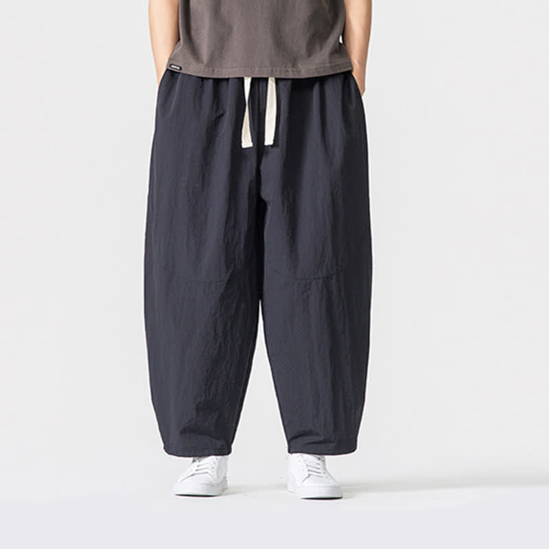 Buddha Stones Lässige, minimalistische Herren-Haremshose mit Kordelzug und Taschen für Frühling und Sommer - image 8