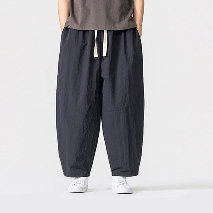 Buddha Stones Lässige, minimalistische Herren-Haremshose mit Kordelzug und Taschen für Frühling und Sommer - image 8