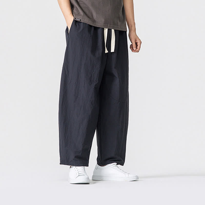 Buddha Stones Lässige, minimalistische Herren-Haremshose mit Kordelzug und Taschen für Frühling und Sommer - image 10