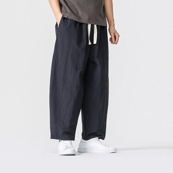 Buddha Stones Lässige, minimalistische Herren-Haremshose mit Kordelzug und Taschen für Frühling und Sommer - image 10