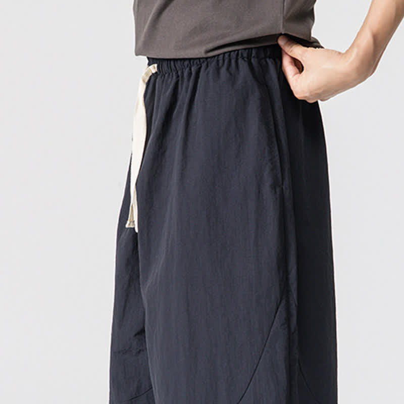 Buddha Stones Lässige, minimalistische Herren-Haremshose mit Kordelzug und Taschen für Frühling und Sommer - image 15