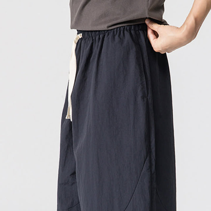 Buddha Stones Lässige, minimalistische Herren-Haremshose mit Kordelzug und Taschen für Frühling und Sommer - image 15