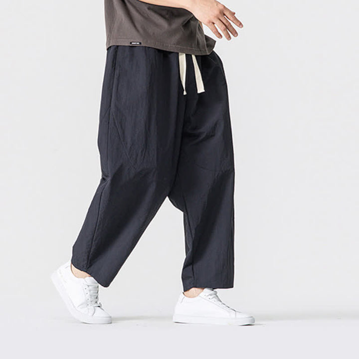 Buddha Stones Lässige, minimalistische Herren-Haremshose mit Kordelzug und Taschen für Frühling und Sommer - image 12