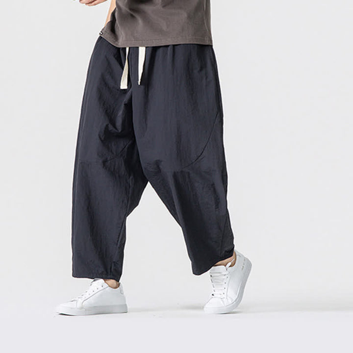 Buddha Stones Lässige, minimalistische Herren-Haremshose mit Kordelzug und Taschen für Frühling und Sommer - Schwarz - US/UK/AU46, EU56 (5XL) - image 7