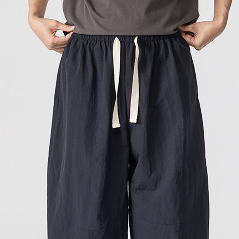 Buddha Stones Lässige, minimalistische Herren-Haremshose mit Kordelzug und Taschen für Frühling und Sommer - image 14