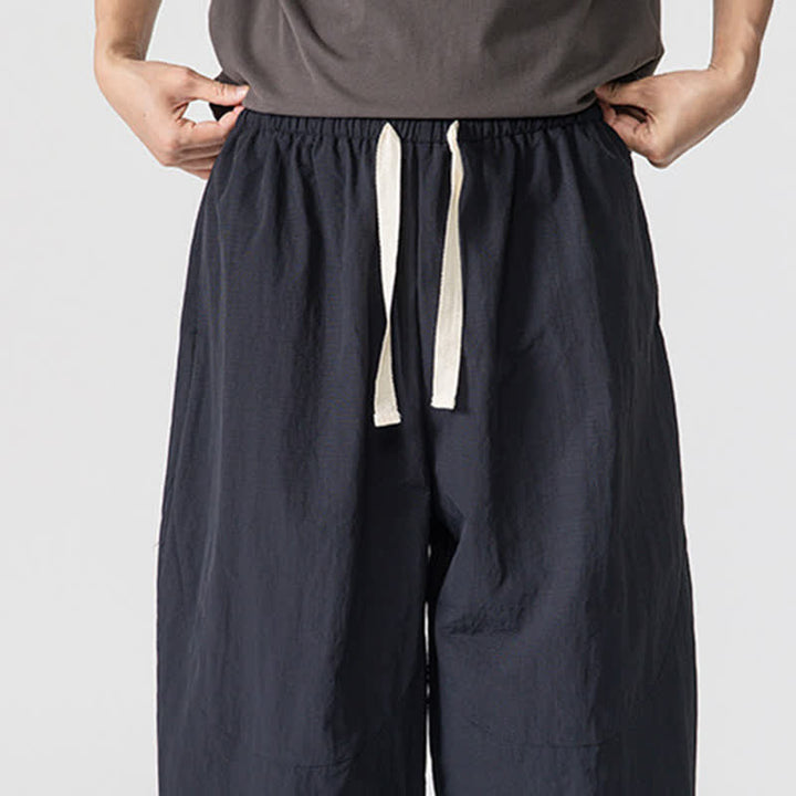 Buddha Stones Lässige, minimalistische Herren-Haremshose mit Kordelzug und Taschen für Frühling und Sommer - image 14