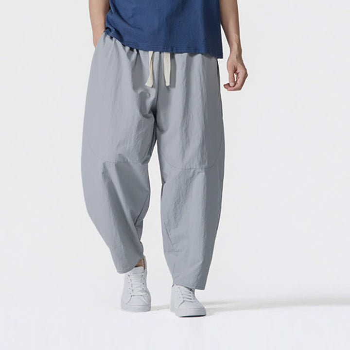 Buddha Stones Lässige, minimalistische Herren-Haremshose mit Kordelzug und Taschen für Frühling und Sommer - Hellgrau - US/UK/AU46, EU56 (5XL) - image 17