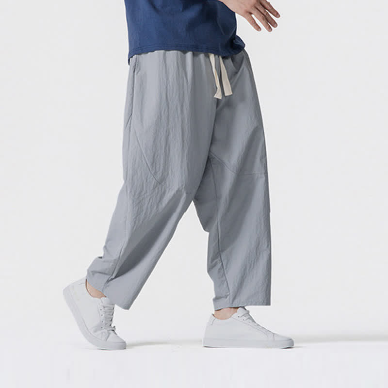 Buddha Stones Lässige, minimalistische Herren-Haremshose mit Kordelzug und Taschen für Frühling und Sommer - image 20