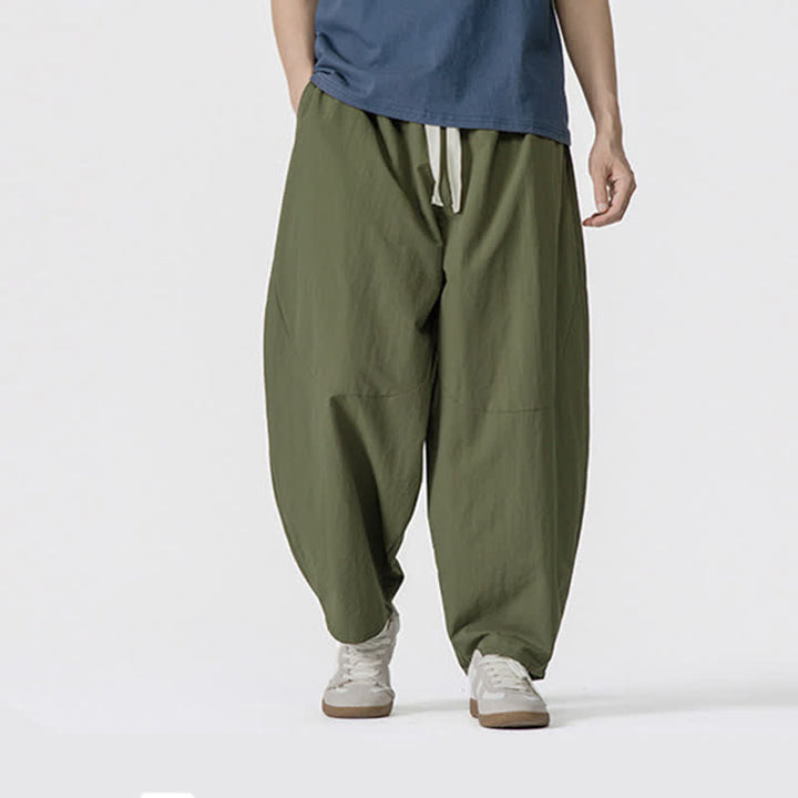 Buddha Stones Lässige, minimalistische Herren-Haremshose mit Kordelzug und Taschen für Frühling und Sommer - Olivgrün - US/UK/AU46, EU56 (5XL) - image 0