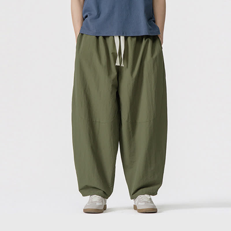 Buddha Stones Lässige, minimalistische Herren-Haremshose mit Kordelzug und Taschen für Frühling und Sommer - image 1