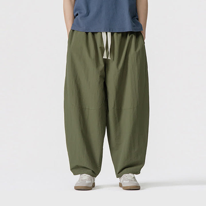 Buddha Stones Lässige, minimalistische Herren-Haremshose mit Kordelzug und Taschen für Frühling und Sommer - image 1