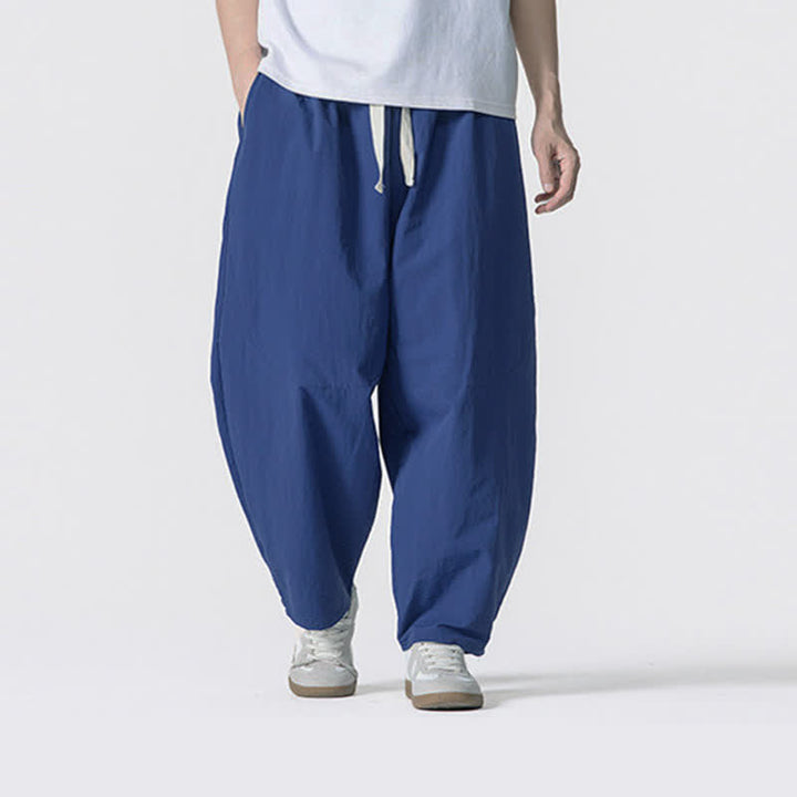 Buddha Stones Lässige, minimalistische Herren-Haremshose mit Kordelzug und Taschen für Frühling und Sommer - Mitternachtsblau - US/UK/AU46, EU56 (5XL) - image 25