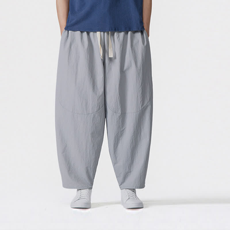 Buddha Stones Lässige, minimalistische Herren-Haremshose mit Kordelzug und Taschen für Frühling und Sommer - image 18